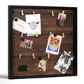Houseables Magnetic Collage Picture Frame, Picture Boards Display, 20    x 20   , Dark Rustic Wood, Hanging Photo Board, w/Clips