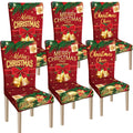 Ganeen 6 Pcs Christmas Chair Covers Merry Christmas Chair Back Cover Stretch Christmas Seat Cover Washable Xmas Dining Chair Pro