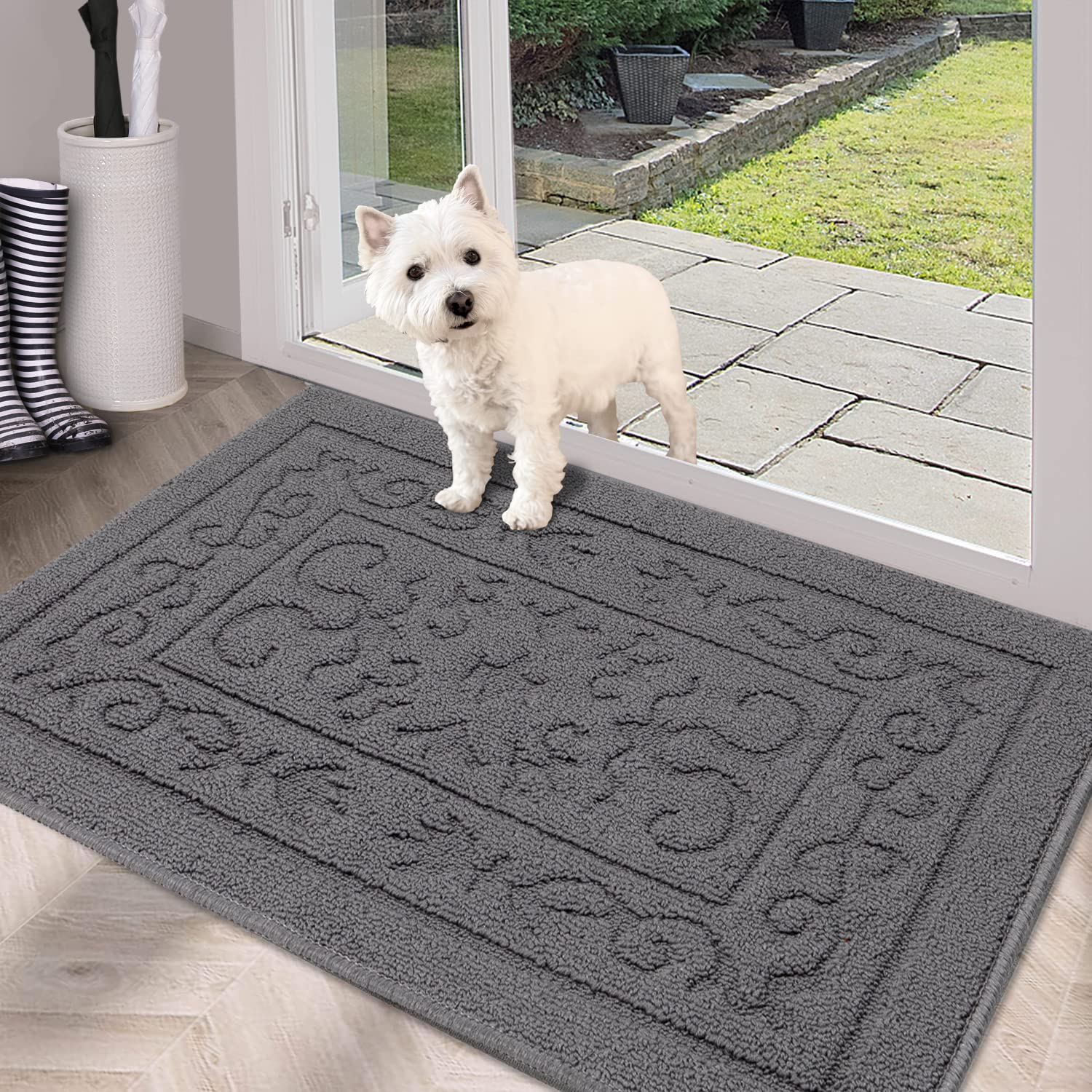 Foneyi Indoor Doormat, Front Back Door Mat 32'X40' Washable, Rubber Backing Non Slip Door Mats, Low-Profile Absorbent Entrance
