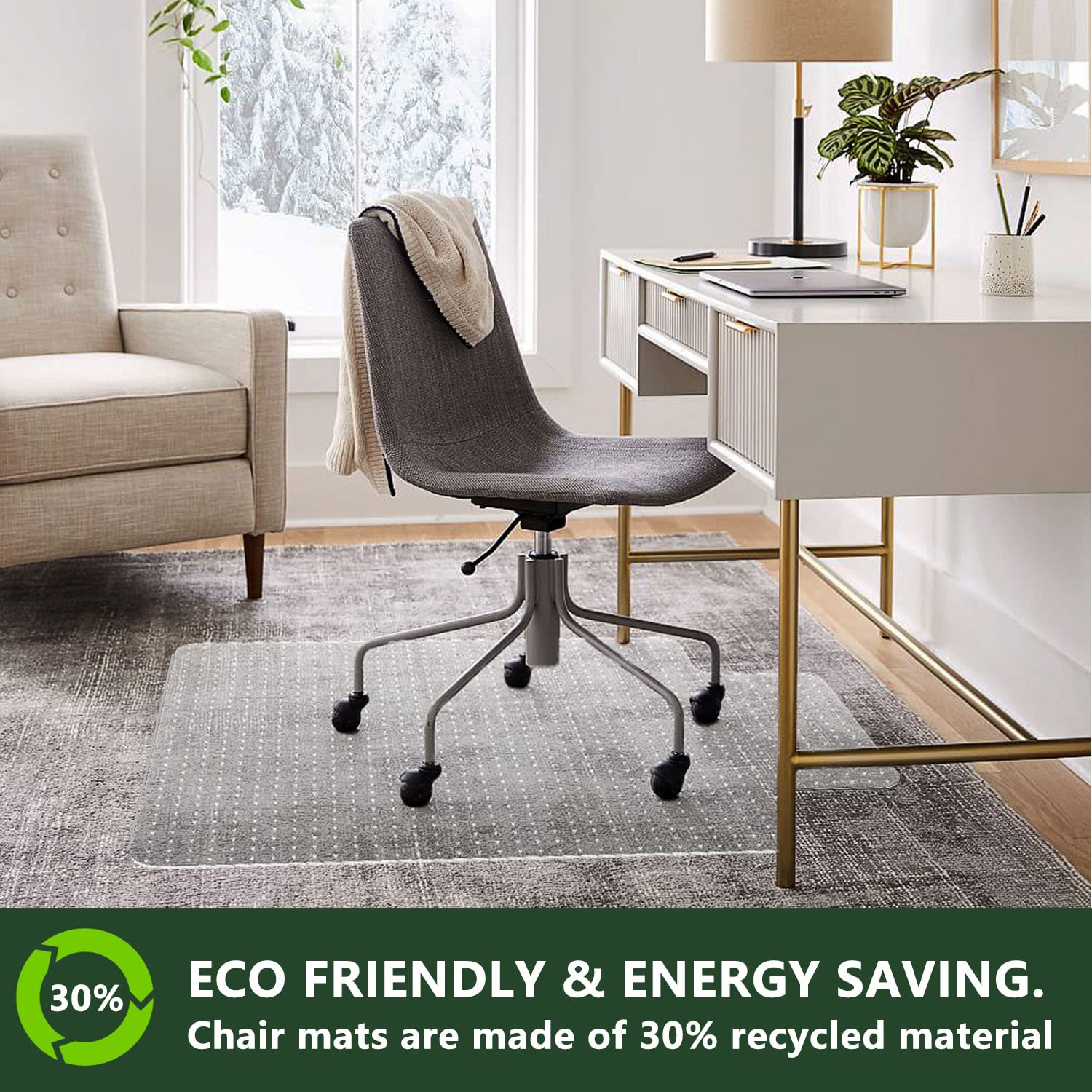 Futurhydro Desk Chair Mat For Flat To Low Pile Carpets, 45' X 53' Clear Office Home Floor Protector Mat, Transparent Mats For Office, Home And Gaming Floors (Rectangle)