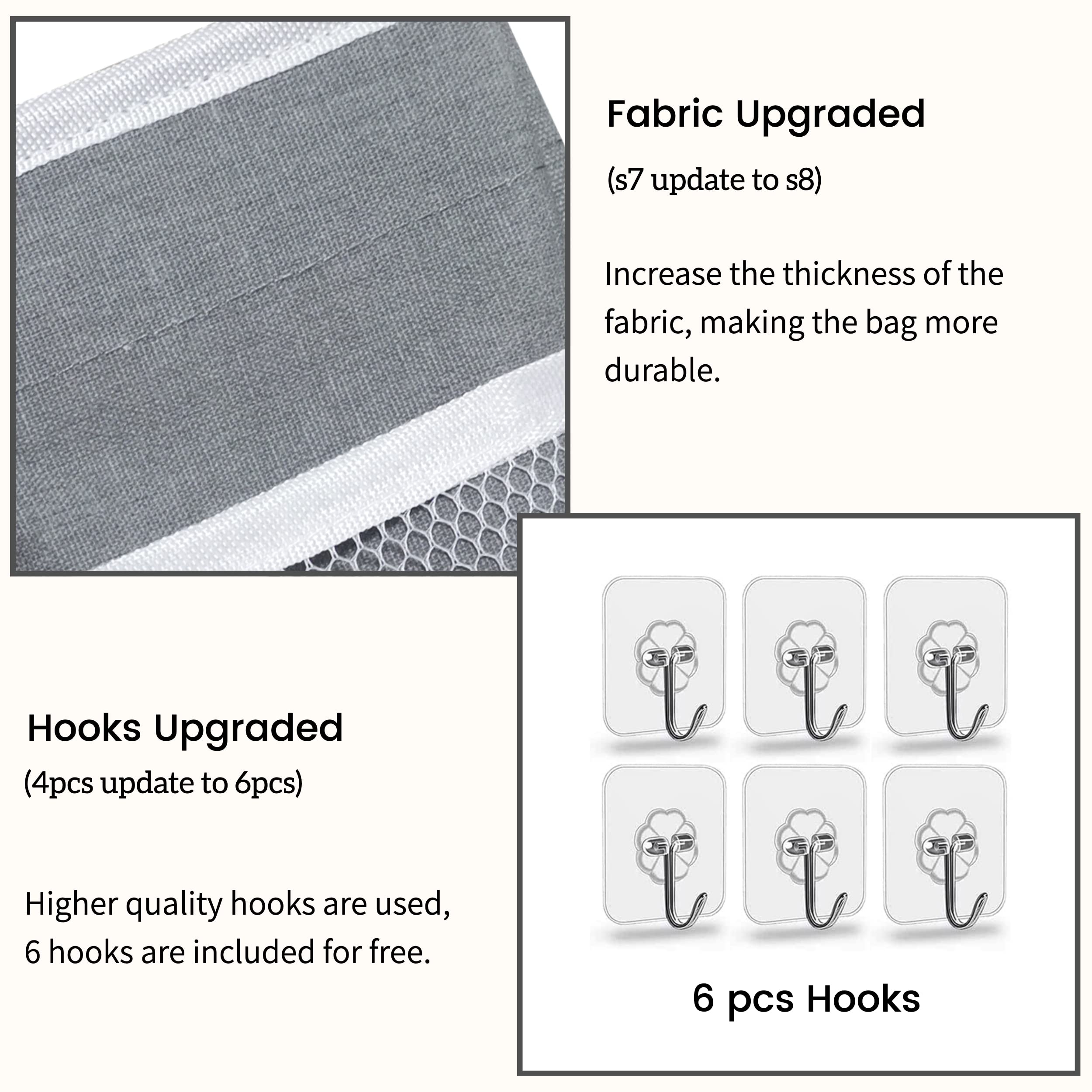 Kanrichu 2Pcs 3-Pockets Large Wall Hanging Organizer Bag, Linen Fabric Door Hanging Storage Baskets With Pockets, Waterproof Bin