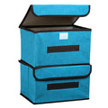 PATIKIL Fabric Collapsible Storage Bin 10.2 x 7.5 x 6.3 Inch, 2 Pcs Foldable Storage Box Cube with Lids and Handle Organizer Con