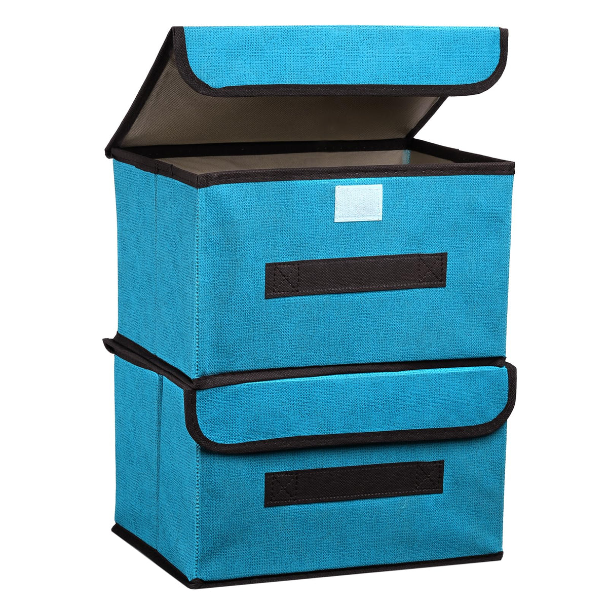 PATIKIL Fabric Collapsible Storage Bin 10.2 x 7.5 x 6.3 Inch, 2 Pcs Foldable Storage Box Cube with Lids and Handle Organizer Con