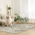 Lahome Beige Washable Rugs For Living Room 8 X 10 Large Living Room Rug Indoor Carpet,Boho Vintage Distressed Non-Slip Low-Pile