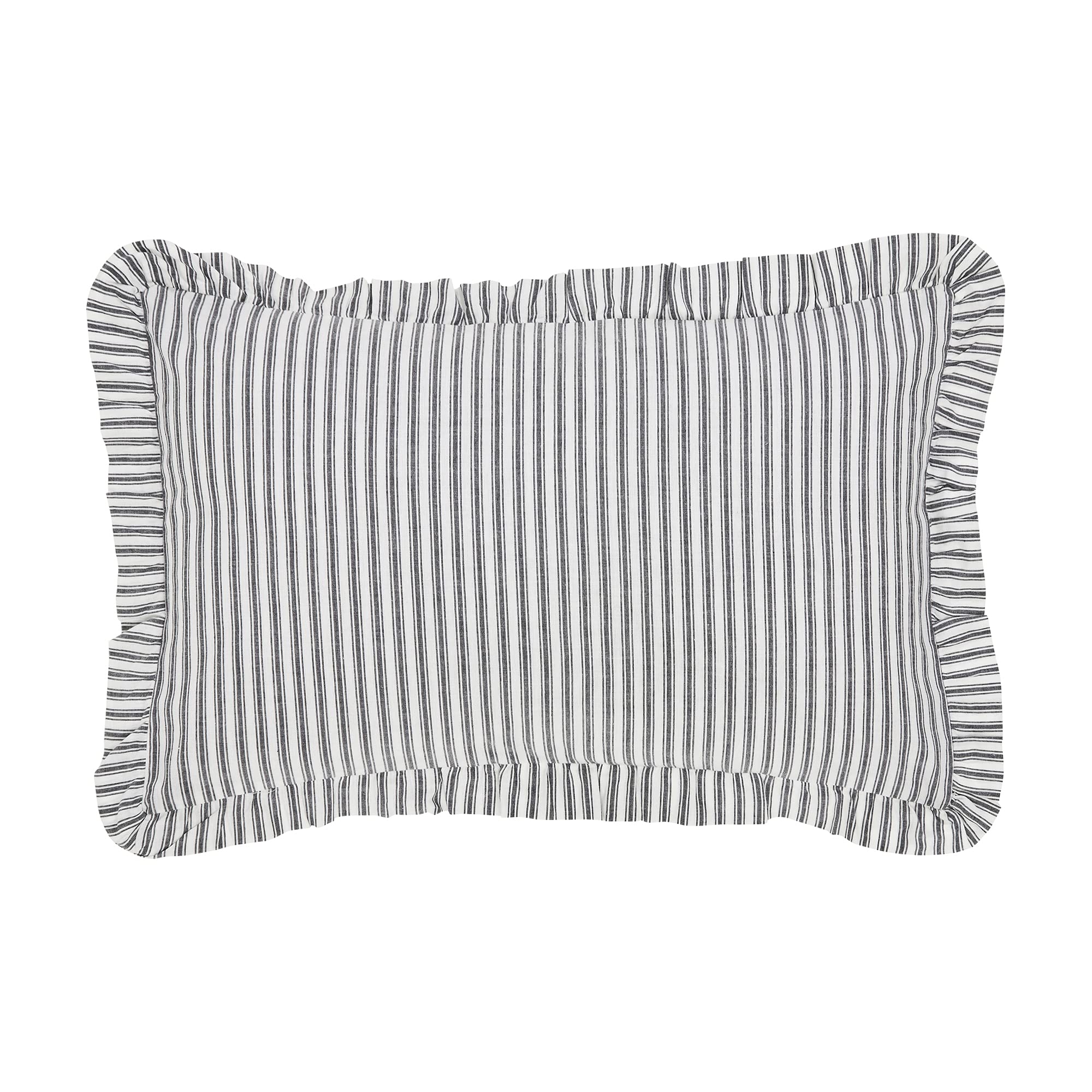Vhc Brands, Sawyer Mill Ruffled Stripe King Pillowcase, Black 21X36, Set Of 2