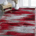 HR - Red/Grey/Silver/Black/Abstract Contemporary Modern Design Brushed Colors Area Rug (78 X10)