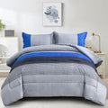Wongs Bedding Blue Comforter Set King Reversible Grey Blue Down Alternative Comforter For King Bed,3 Pieces (1 Comforter+2 Pillo