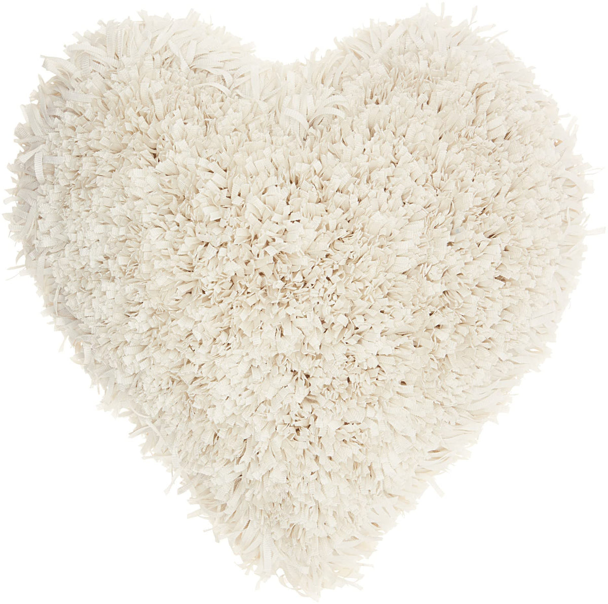 HomeRoots Polyester Heart Shaped Cream Shag Accent Pillow