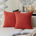 Kevin Textile Star Faux Linen Decorative Throw Pillow Covers Cushion Cover Pillow Case For Sofa Couch Bed Chair, Soft Burnt Brick Throw Pillows 22X22 Inch, Set Of 2