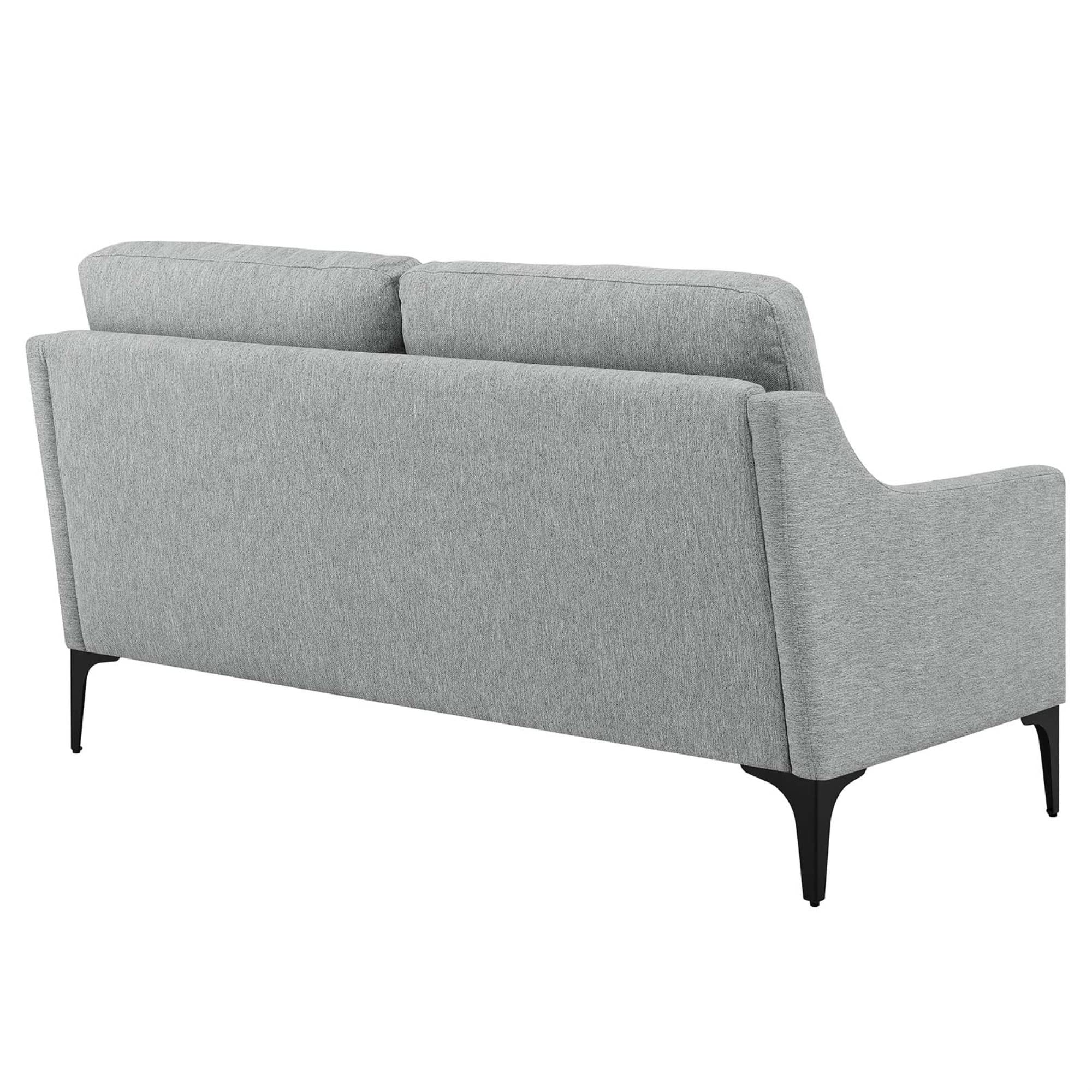 Modway Corland Upholstered Fabric And Metal Loveseat In Light Gray