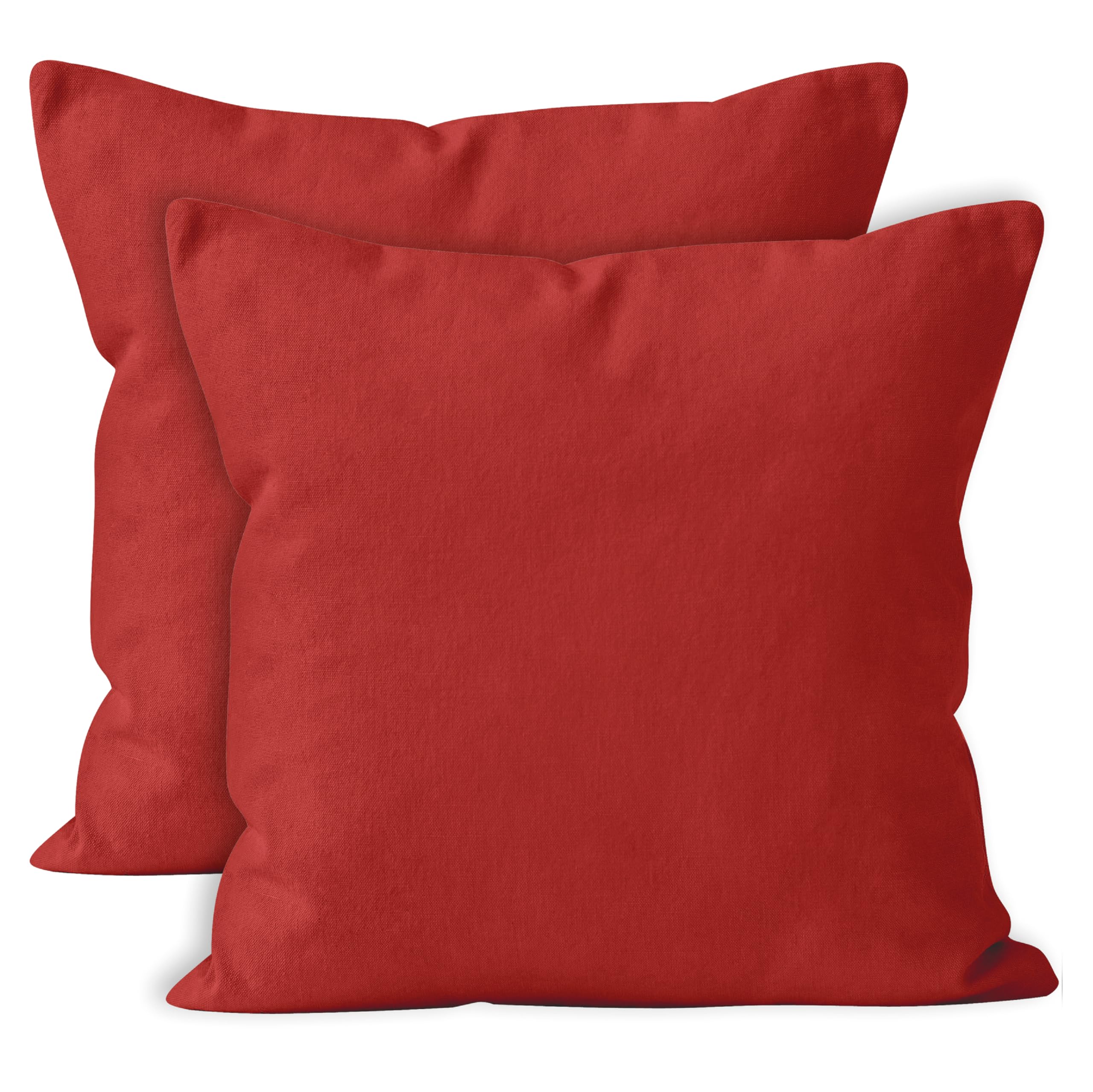 Encasa Xo Throw Pillow Covers 16X16 In Set Of 2 Deep Red | No Inserts | Cotton Pillow Covers For Living Room, Bed, Sofa, Couch |
