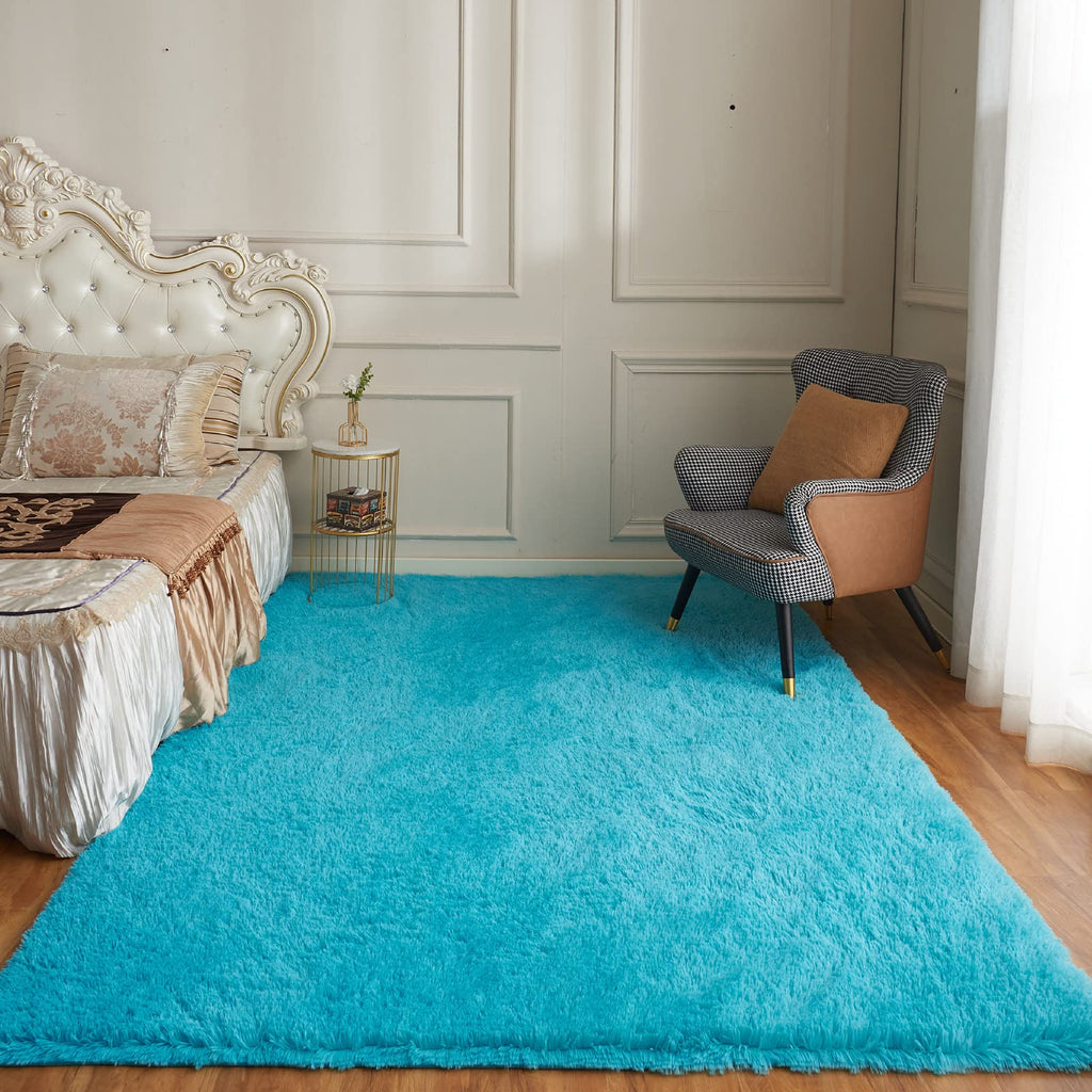 Arbosofe Area Rugs For Living Room Bedroom, 4X6 Ft Tie Dyed Light Grey Fluffy Fuzzy Shag Small Carpet Soft Plush Furry Clearance