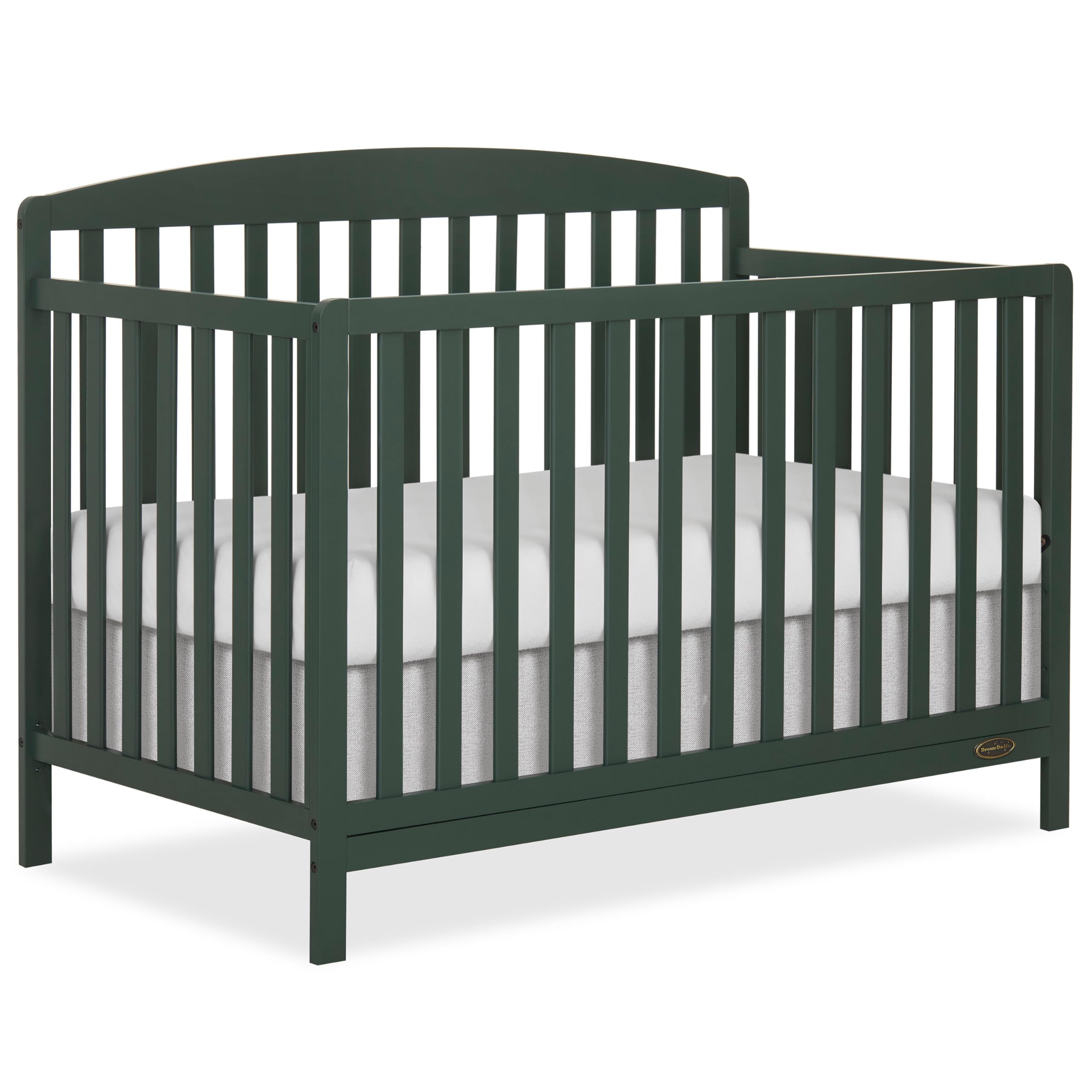 Dream On Me JPMA & Greenguard Gold Certified Odelle 5 in 1 Convertible Crib in Forest Green, Built of Sustainable Pinewood, 3 Ma