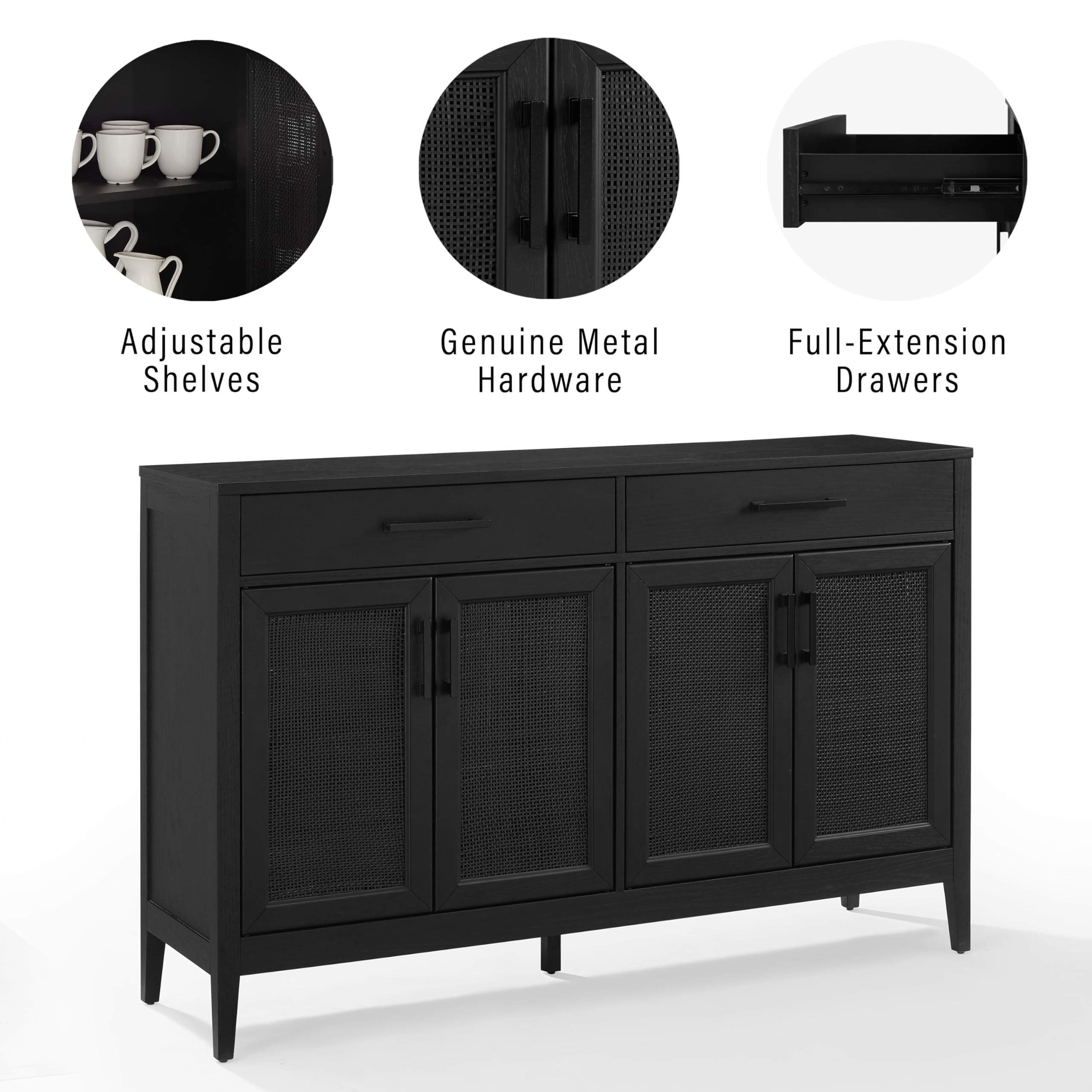 Crosley Furniture Milo Modern Sideboard Buffet Cabinet with Storage Cabinets and Drawers, Kitchen, Dining, Black