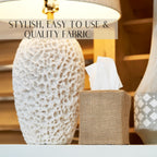 Stylish Tissue Box Cover - This Burlap Holder Instantly Covers Your Square Tissue Boxes - The Perfect Fall Decorative Cube Cover