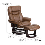 Flash Furniture Allie LeatherSoft Upholstered Recliner with Footrest, Arms, and Headrest, Padded Swivel Recliner Chair and Ottoman Set, Palimino