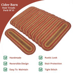 Homespice Cider Barn Premium Jute Braided Stair Tread 8'' X 28'' (Set Of 13) Oval Red Reversible, Natural Jute Yarn Rustic, Coun