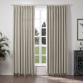 TWOPAGES Burlywood Linen Pinch Pleat Curtain for Living Room, Window Treatment Curtain Panel Double Layer Light Filtering Room D