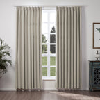 Twopages Linen Pinch Pleated Drape For Apartment, Burlywood Room Darkening Light Filtering Double Layer Lined Curtain Window Tre