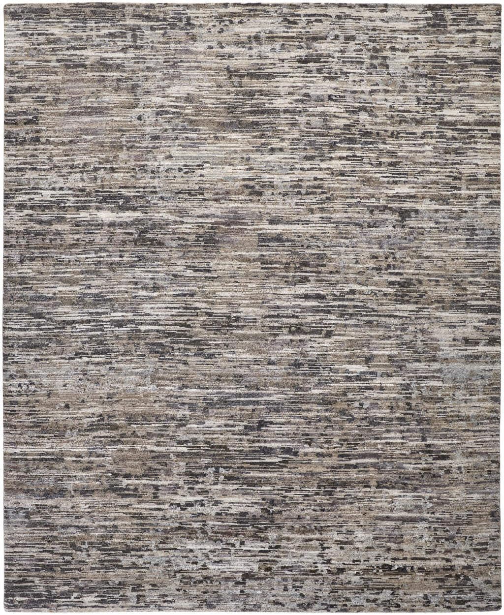 HomeRoots 513335 8 x 10 ft. Gray Blue & Silver Wool Abstract Hand Knotted Rectangle Area Rug