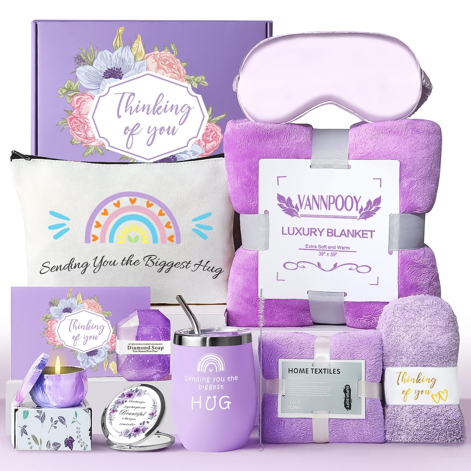 Vannpooy Get Well Gifts For Women, Thinking Of You Gift Basket, Unique Self Care Package Relaxing Spa Gift Set, Birthday Gifts B