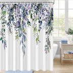 Nuseiis Blue Purple Eucalyptus Leaves Shower Curtains, Fabric Shower Curtain Modern Shower Curtain Sets, Stylish Floral Backgrou