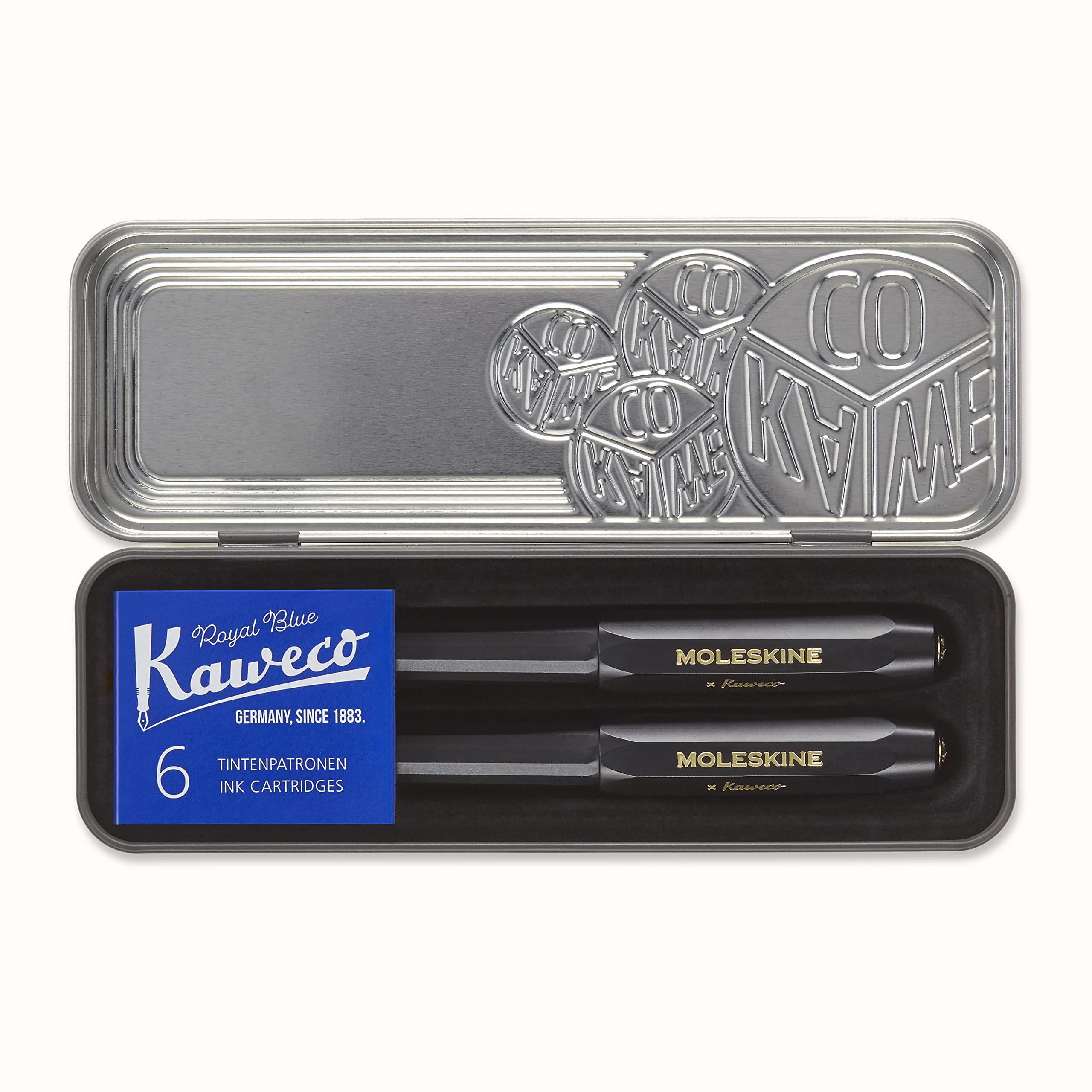 Moleskine X Kaweco, Fountain Pen And Ballpen Set, Medium Nib/1.0Mm Point, Black With Blue Ink