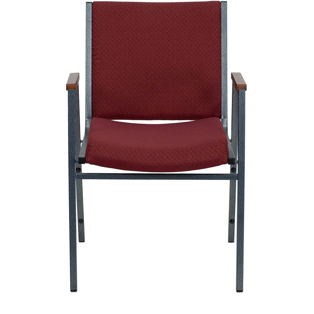 Flash Furniture Hercules Series Heavy Duty, 3'' Thickly Padded, Burgundy Patterned Upholstered Stack Chair With Arms