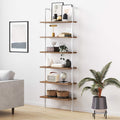 Nathan James Theo 6-Shelf Tall Bookcase, Wall Mount Bookshelf with Natural Wood Finish and Industrial Metal Frame, Rustic Oak/Wh