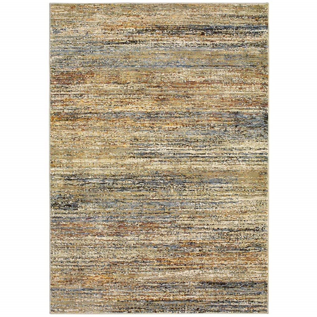 HomeRoots Nylon, Polypropylene 6'x9' Gold and Green Abstract Area Rug