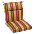 Blazing Needles Spun Polyester Patterned Outdoor Squared Seat/Back Chair Cushion, 18 x 38, Kingsley Stripe Ruby