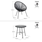 DUKAP Sassio 3 Piece Patio Seating Set with Two Chairs and One Coffee Table, Outdoor Conversation Seats with Weather and Water Resistance, Spacious Porch Furnitures for Ultimate Comfort | Black