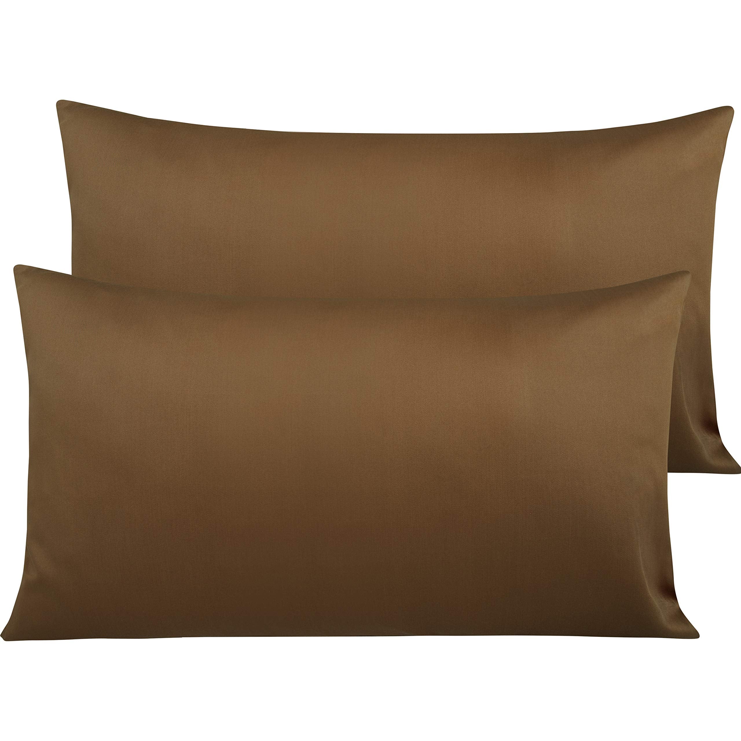 Ntbay 500 Thread Count 100% Egyptian Cotton King Pillowcases, Super Soft And Breathable Envelope Closure Pillow Cases, 20X36 Inches, Brown