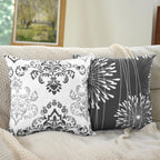 Coliuso Decorative Throw Pillow Covers 18X18 Set Of 4, Dark Grey And White Modern Simple Square Pillow Case Cushion Cover For So