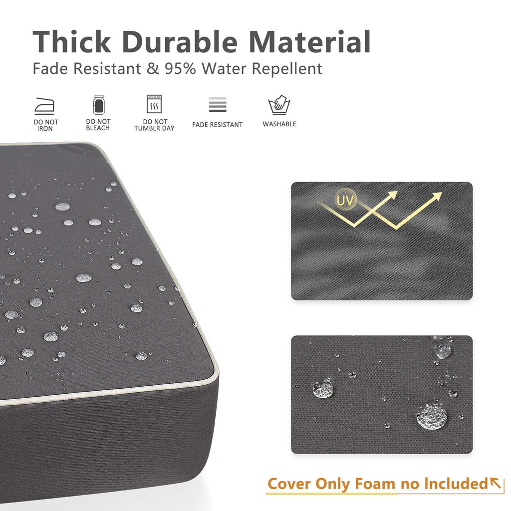 Porch Shield Outdoor Cushion Slipcovers Patio Chair Seat Cushion Covers Set 4 Waterproof Fade Resistant 19 X 19 X 4 Inch, Dark G
