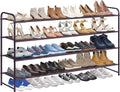 KIMBORA 4 Tier Long Shoe Rack for Closet, Wide Shoe Storage Organizer Stackable Sneaker Shelf for Floor, Bedroom 30 Pairs (Bronz