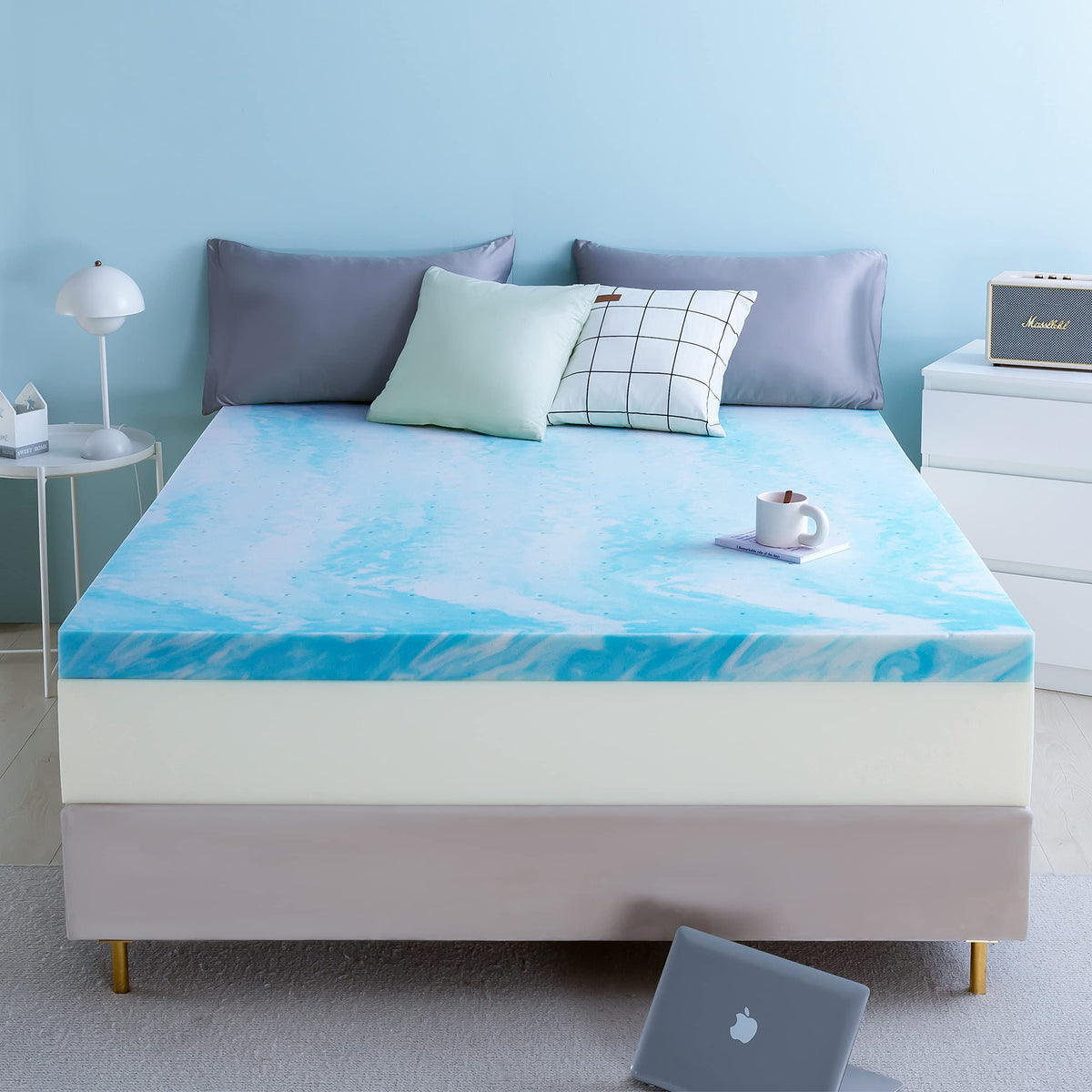 Twin Xl Mattress Topper 4 Inch Memory Foam Mattress Topper With Cooling Gel Infusion, Mattress Topper In A Box, Certipur-Us Cert