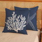 Golianda Navy Blue Coral Starfish Pillow Covers 16X16 Inch Set Of 2 Coastal Throw Pillows Spring Summer Nautical Beach Ocean Dec