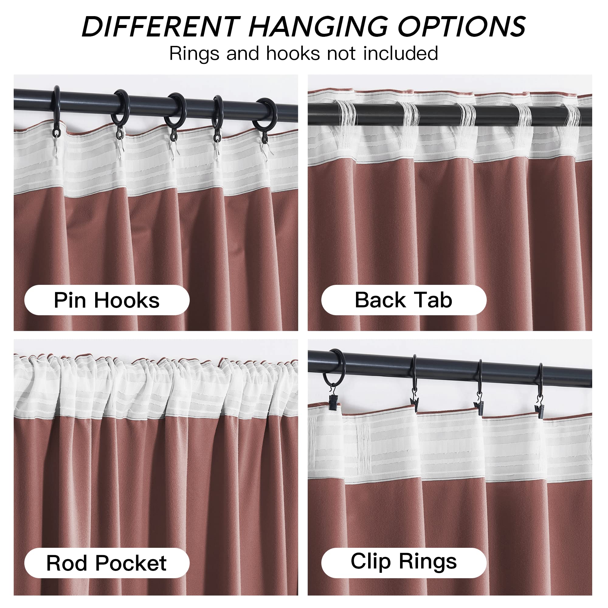 Ryb Home Wild Rose Pink Velvet Curtains 90 Inches Long - Super Soft Girl Bedroom Window Decorative Drapes Thermal Insulated Room Darkening Curtains For Guest Room, 2 Panels