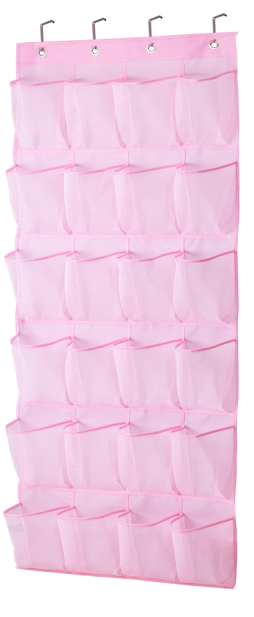 MISSLO Kids Shoe Organizer Pink Room Decor for Bedroom Door Hanging Baby Closet Storage over the Rack Breathable 24 Large Mesh P