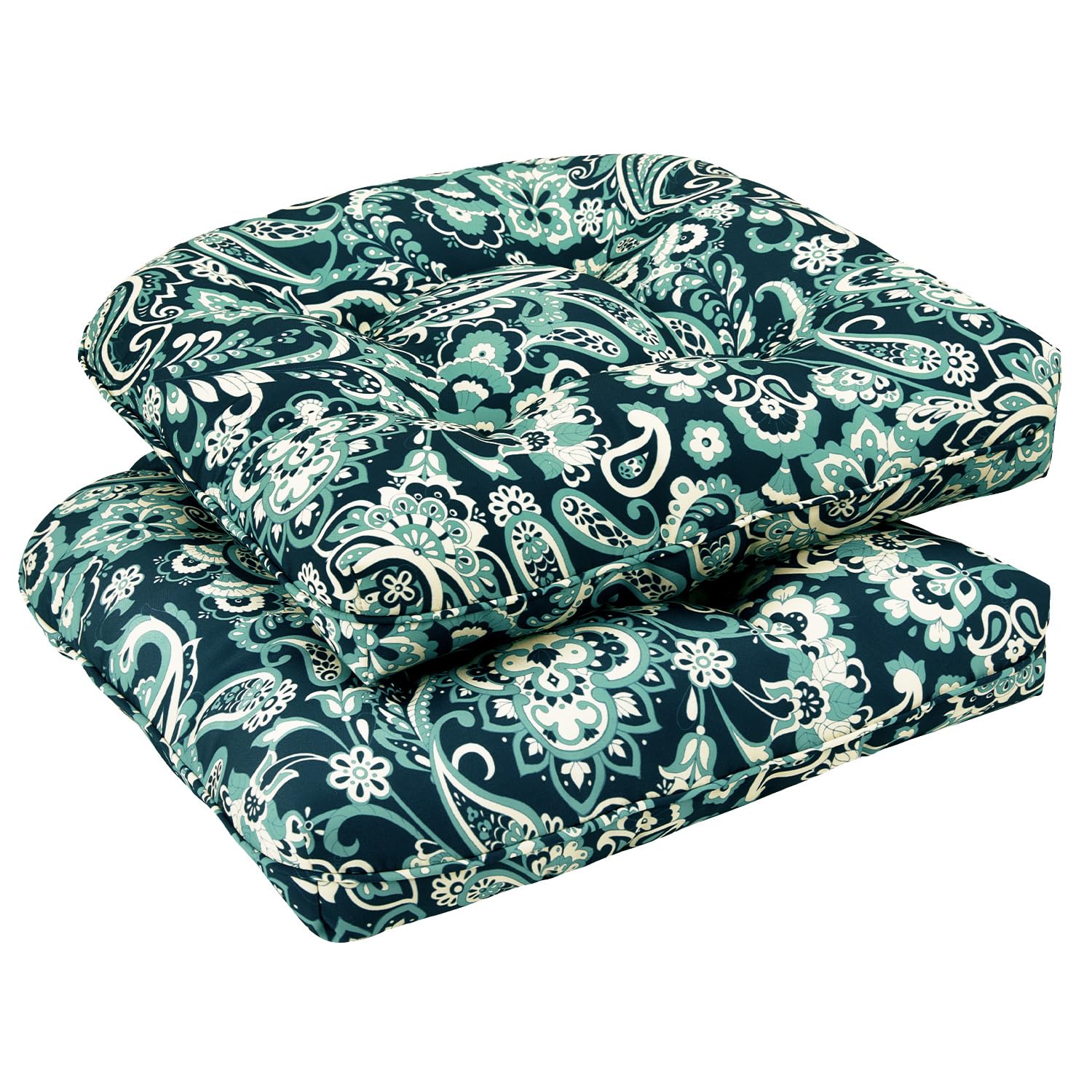 Downluxe Outdoor Chair Cushions Set Of 2 For Patio Furniture, Waterproof Tufted Overstuffed Patio Furniture Cushions, Thick Outd