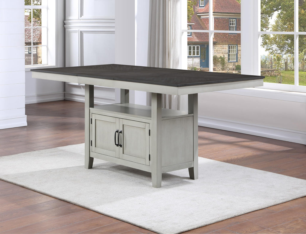 Steve Silver Co Grey Counter Height Chevron Veneer Top, Hidden Storage, Stylish Transitional Design Table, Two-tone Stone Gray and Charcoal