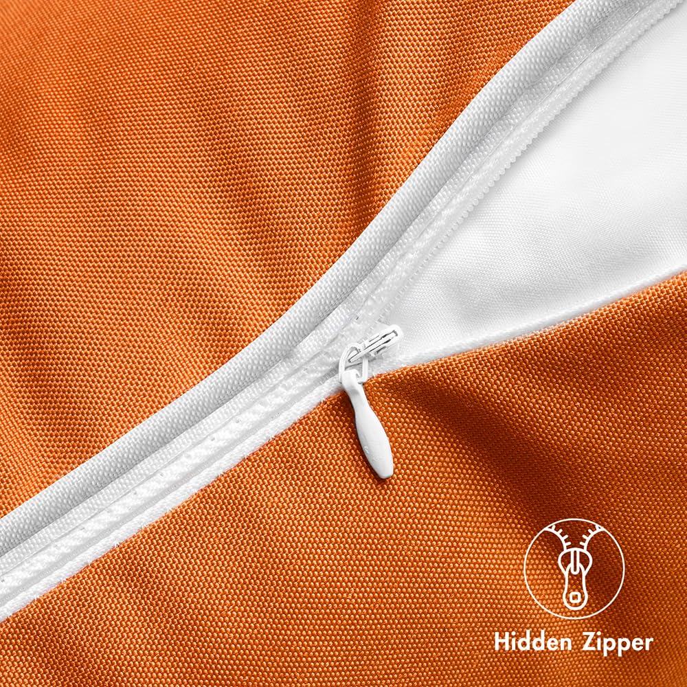 Miulee Pack Of 2 Outdoor Waterproof Pillow Covers Decorative Farmhouse Throw Pillow Covers Square Solid Color Couch Pillow Covers For Patio Tent Bed Sofa Living Room 18X18 Inch Orange