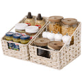 GRANNY SAYS Wicker Basket with Handles, Trapezoid Decorative Woven Baskets, Waterproof Wicker Storage Baskets for Shelves, Wicke