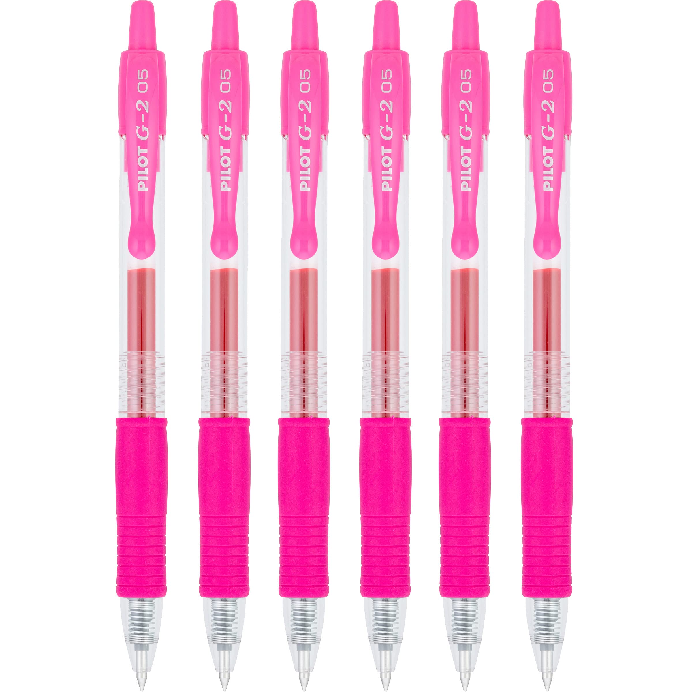 Pilot G2 Premium Refillable & Retractable Rolling Ball Gel Pens, 0.5Mm Fine Point, Pink Ink, 6-Pack