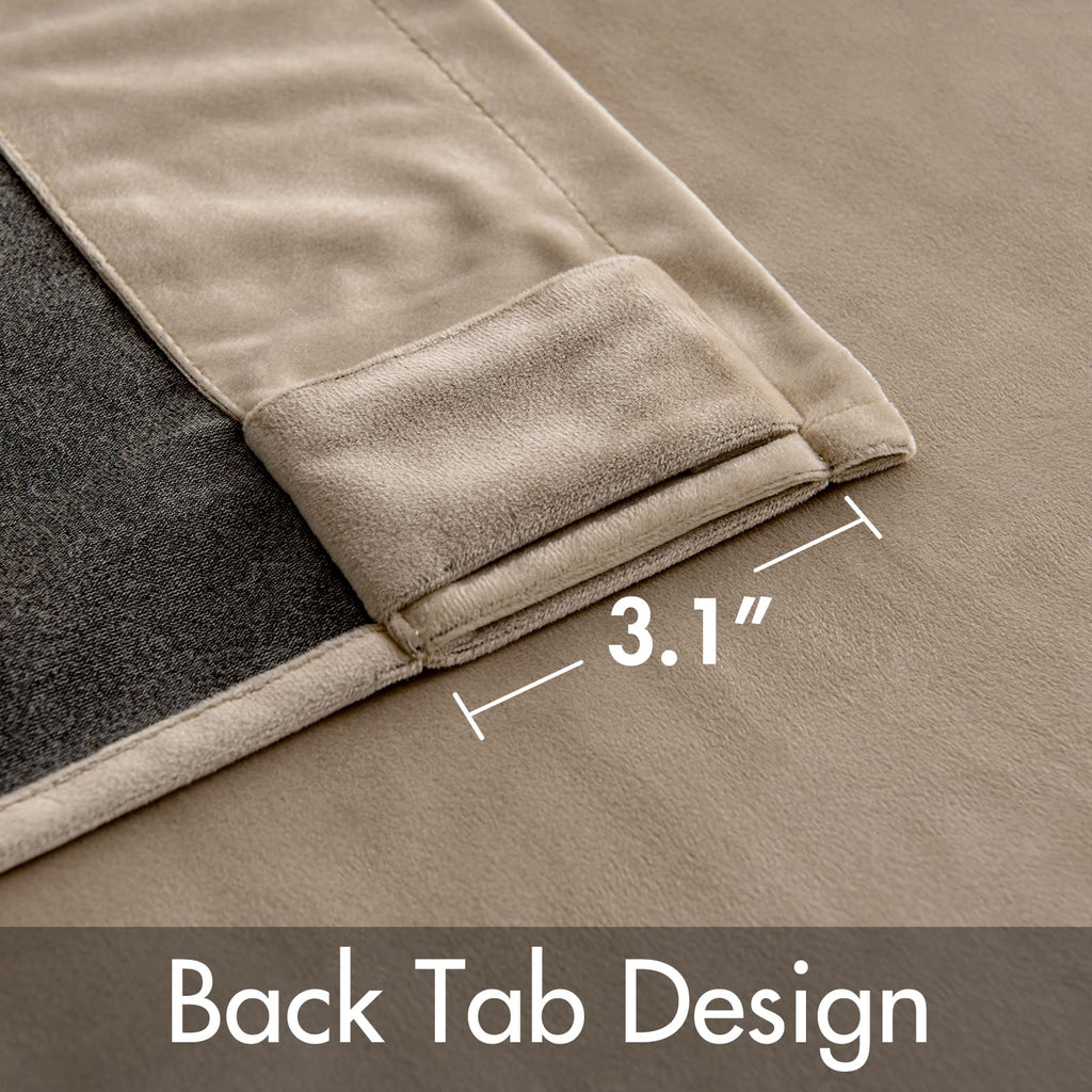Miulee Velvet Curtains 96 Inches 2 Panels - Luxury Blackout Curtains For Bedroom Living Room Thermal Insulated Super Soft Window Drapes Rod Pocket & Back Tab, Camel Beige, W52 X L96 Inches
