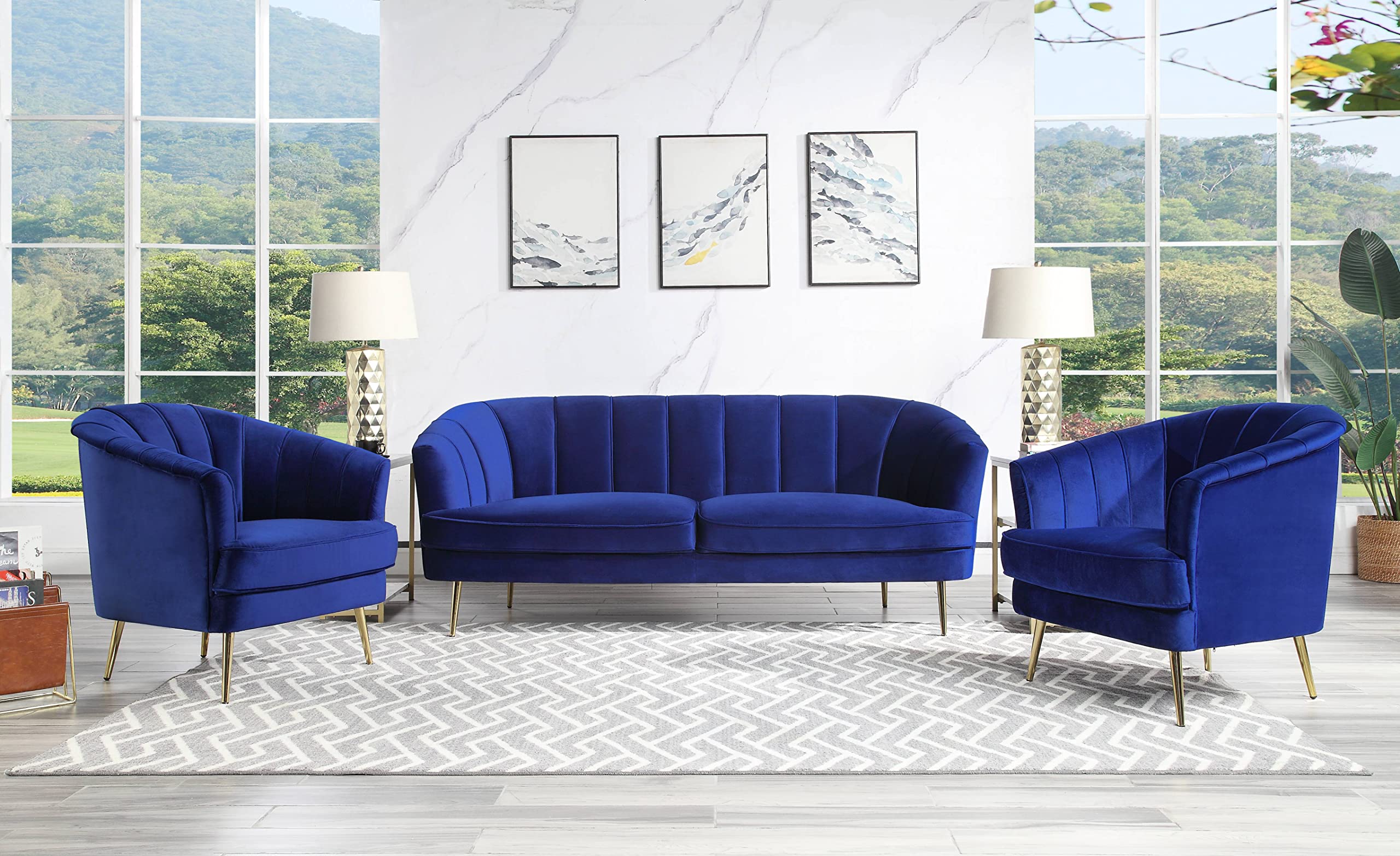 Acme Eivor Velvet Upholstered Chair in Blue