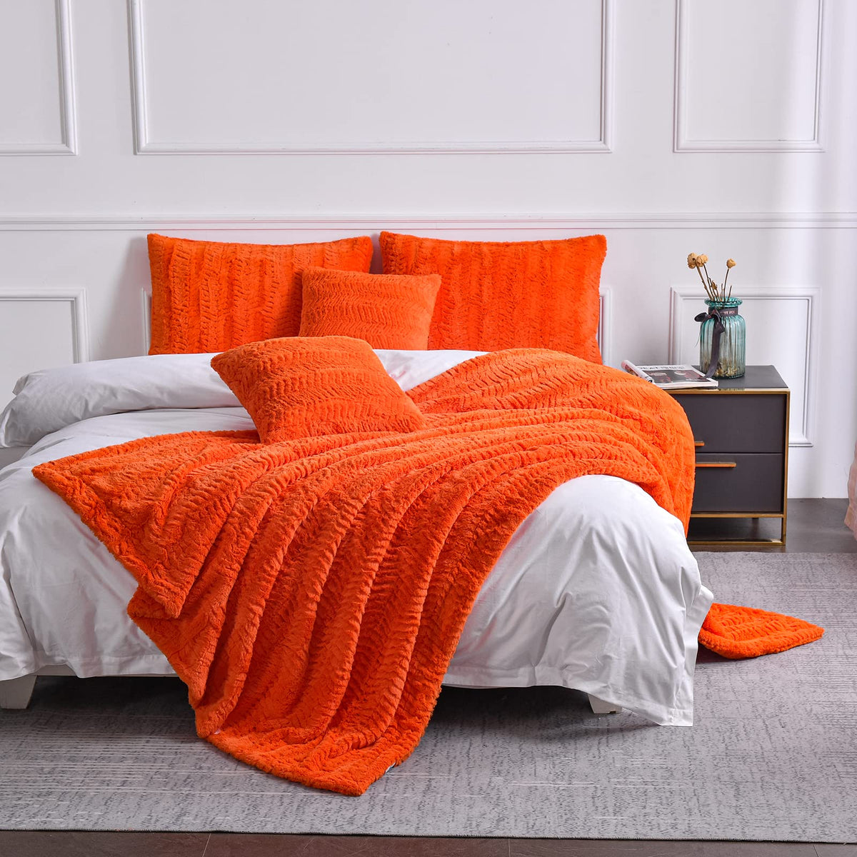 Yusoki Luxury Faux Fur Twin Xl Blanket(63 'X90 ',Without Pillows),Decorative Soft Fuzzy Fluffy Cozy Blanket Plush Furry Comfy