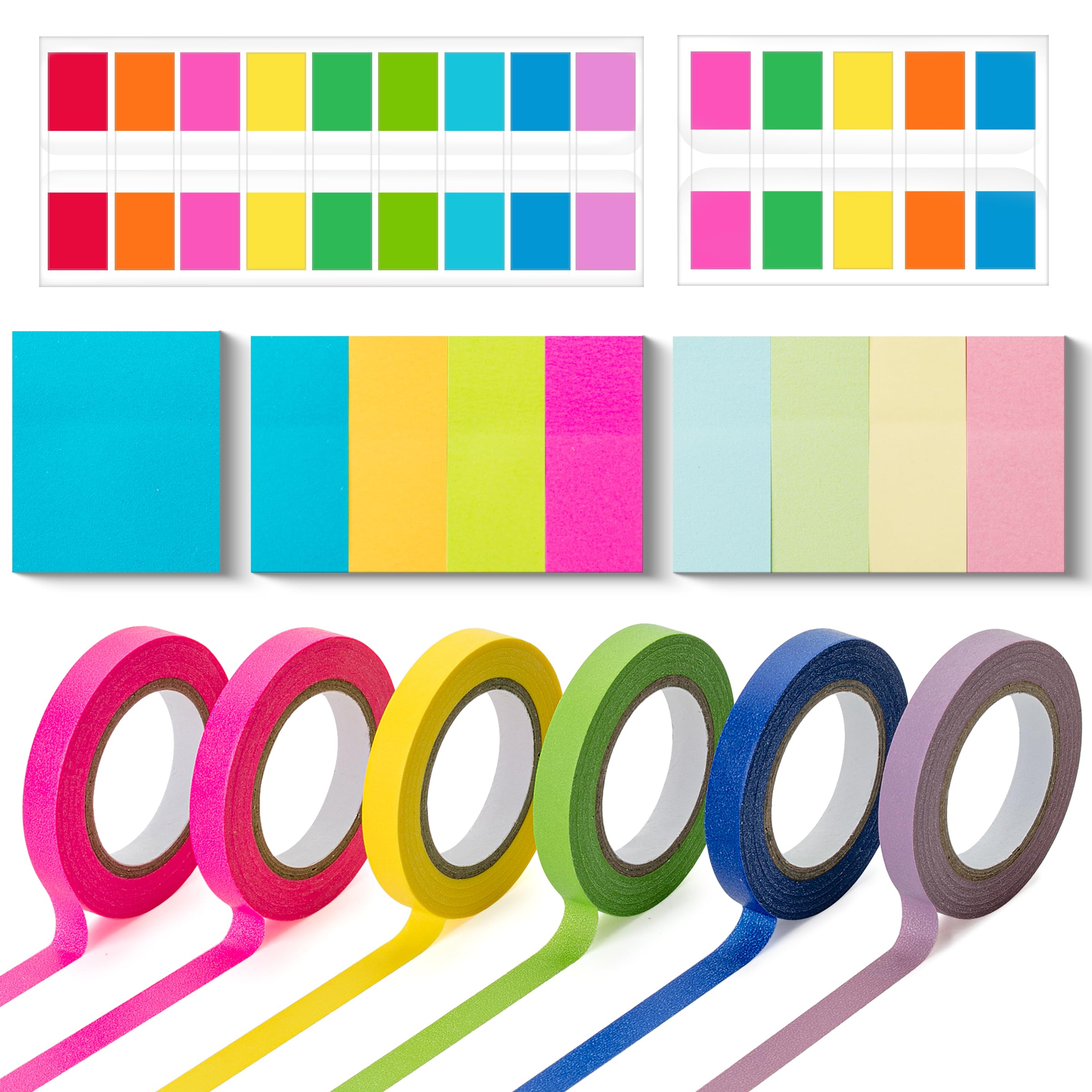 Mr. Pen- Sticky Note And Tape Set, Sticky Index Tabs, Small Sticky Notes, Highlighter Tape, Colorful Sticky Tabs For Notebooks,