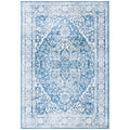 SAFAVIEH Brentwood Collection 2' x 4' Ivory / Navy BNT832A Medallion Distressed Non-Shedding Entryway Living Room Foyer Bedroom 